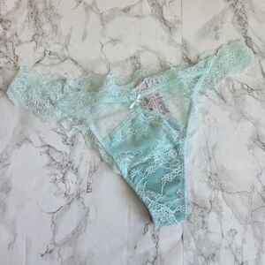 Victorias Secret Thong String Green Floral Lace panty